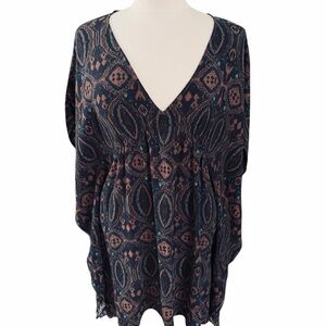 Antik Batik Bohemian Patterned V-Neck Mini Dress/Top